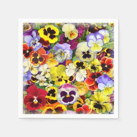  Pansies met Butterfly Napkin Servet (Voorkant)