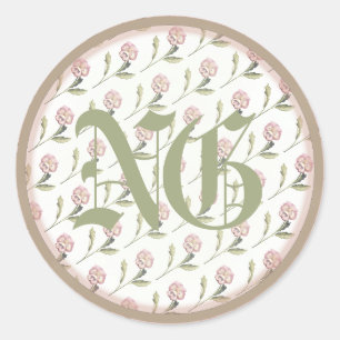 Pansies met Initialen, geverfd Ronde Sticker