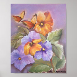 Pansies met vlinder poster