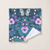 Pansies, oiseaux et papillons (Gant de toilette)