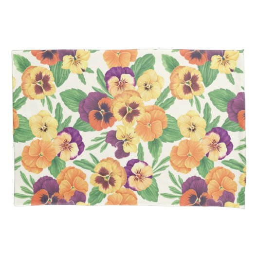 Pansies op off white kussensloop (Voorkant-Links)