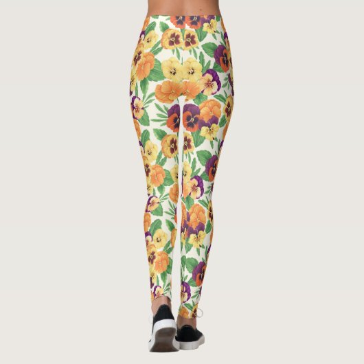 Pansies op off white leggings (Achterkant)
