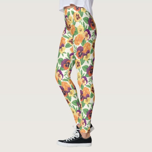 Pansies op off white leggings (Links)