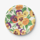 Pansies op off white papieren bordje (Voorkant)