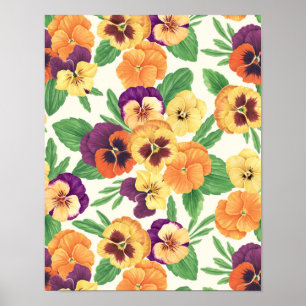 Pansies op off white poster