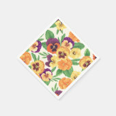 Pansies op off white servet (Hoek)