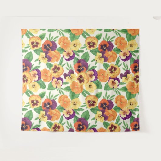 Pansies op off white wandkleed (Voorkant (horizontaal))