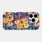 Pansies op pruimenviolet iPhone hoesje (Achterkant horizontaal)