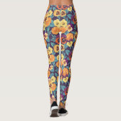 Pansies op pruimenviolet leggings (Achterkant)