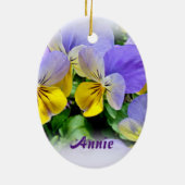 Pansies - Paars en geel Keramisch Ornament (Achterkant)