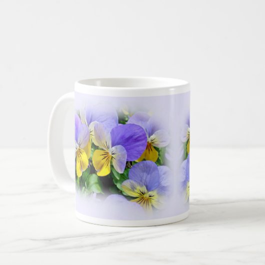 Pansies - Paars en geel Koffiemok (Voorkant links)