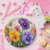  Pansies Papieren Bordje (Feest)