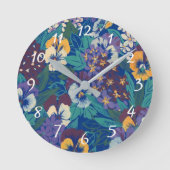 Pansies patroon Ronde Klok (Voorkant)