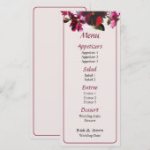 Pansies rose et magenta Menu Mariage (Devant / Derrière)