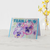 Pansies roses parfaites Carte de remerciements aqu (Fleur jaune)