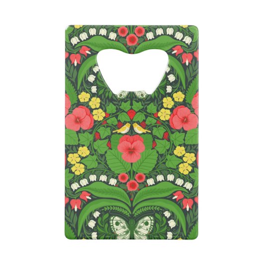 Pansies rouges, oiseaux et papillons (Devant)