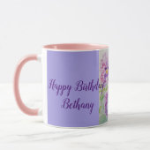 Pansies violettes Aquarelle Peinture Mug rose (Gauche)