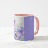 Pansies violettes Aquarelle Peinture Mug rose (Devant droit)
