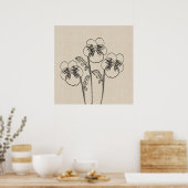 Pansies violettes Dessin Canvas Poster (Cuisine)