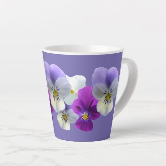 Pansies violettes et blanches Lilac Latte Mug (Angle droit)