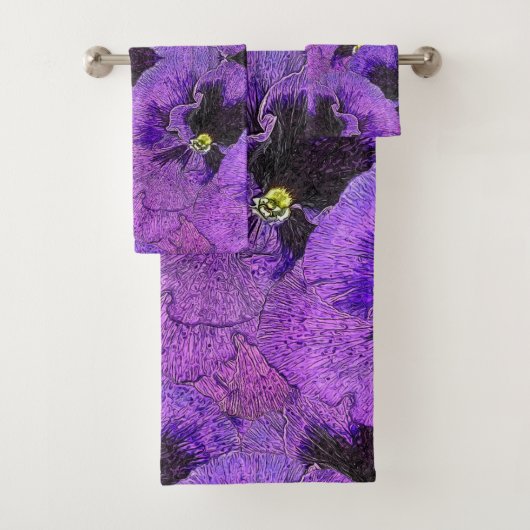 Pansies violettes, peinture abstraite, art floral (En situation)