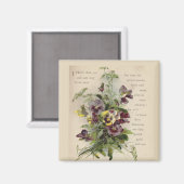 Pansies violettes victoriennes Aimant poème (Recto/Verso)