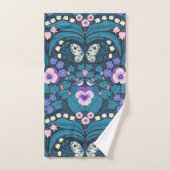 Pansies, vogels en vlinders bad handdoek (Handdoek)