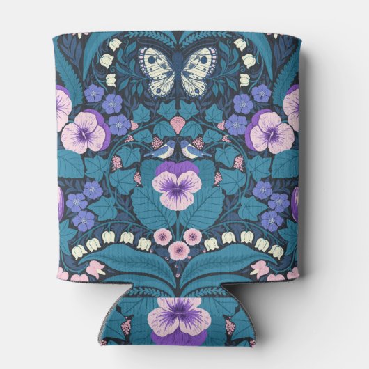 Pansies, vogels en vlinders blikjeskoeler (Achterkant)