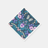 Pansies, vogels en vlinders servet (Hoek)