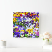 Pansies wandklok vierkante klok (Huis)