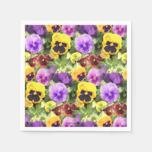 Pansies Waterverf Servet (Voorkant)