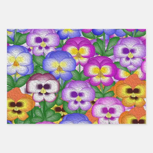 Pansies Wrapping Paper Sheets (Voorkant 2)