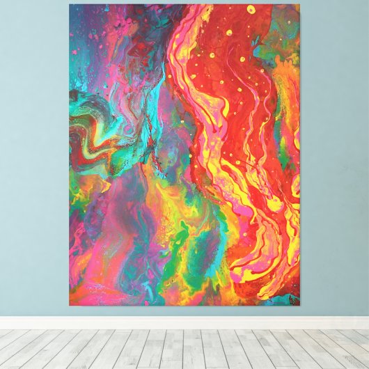 "Panspermia Stretched", abstract, psychedelic Canvas Afdruk (Insitu (Houten vloer))