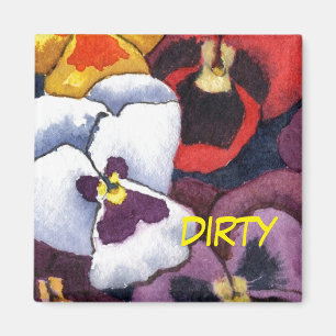"Pansy #2" Dirty Floral Dishwasher Status Magnet