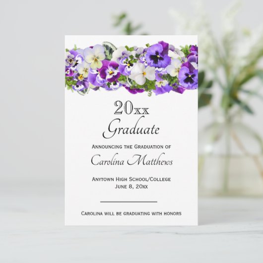 Pansy-Afstuderen Aankondiging (Staand voorkant)