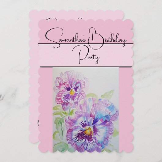 Pansy Aquarel Violette violen Bloem Kaart (Voorkant / Achterkant)