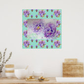 Pansy Aquarelle Peinture art Pansy Poster de fleur (Cuisine)