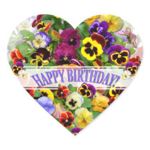 PANSY BEAUTY BIRTHDAY GREETTING HEART