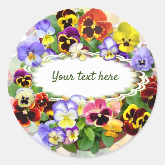 Pansy Beauty Custom Text Ronde Sticker (Voorkant)