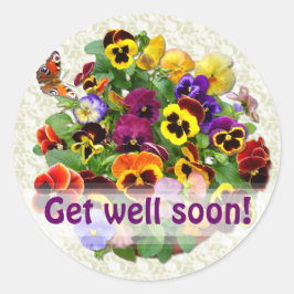 PANSY BEAUTY ~ "Get well" Envelope Sealers Ronde Sticker