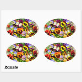Pansy Beauty-regeling met botervliegen Ovale Sticker (Vel)
