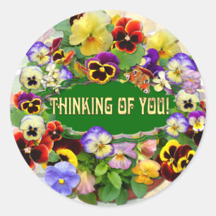 Pansy Beauty Thinking of You Greeting Ronde Sticker