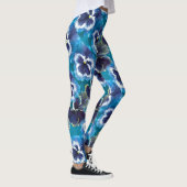 Pansy bleu fleur peint leggings (Droite)