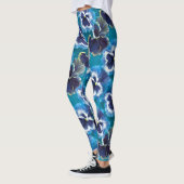 Pansy bleu fleur peint leggings (Gauche)