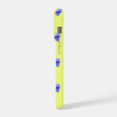 Pansy Bleu sur Jaune - Coque de Téléphone (Côté gauche)