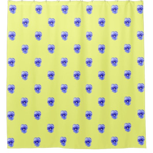 Pansy bleu sur jaune - rideau de douche (Devant)