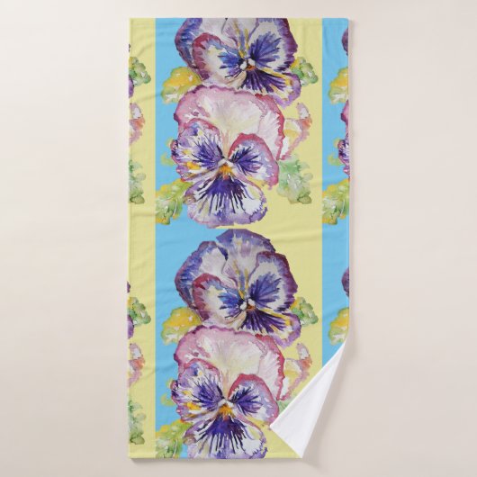 Pansy bleu violet Fleurs Floral Serviette de bain (Serviette de bain)