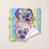 Pansy bleu violet Fleurs Floral Serviette de bain (Gant de toilette)
