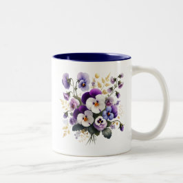 Pansy Bloemen Mok, Elegante Bloem Koffiekop Cadeau Tweekleurige Koffiemok