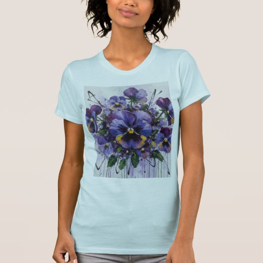 Pansy Bloom - Artistic Floral T - shirt (Voorkant)